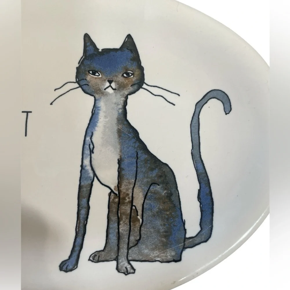 Rae Dunn Black Cat Oval Plate Halloween Snack Dessert - Picture 2 of 3